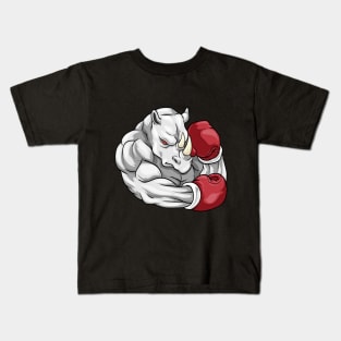 Rhino as boxer with boxing gloves Kids T-Shirt